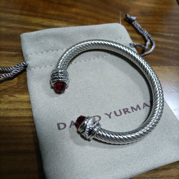 David Yurman Color Bracelet with Garnet and Pavé Diamonds,7mm - Picture 2 of 4